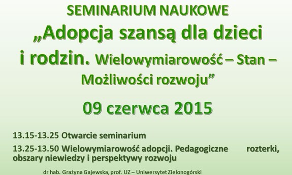 Adopcja szansą dla dzieci i rodzin – seminarium naukowe na UZ